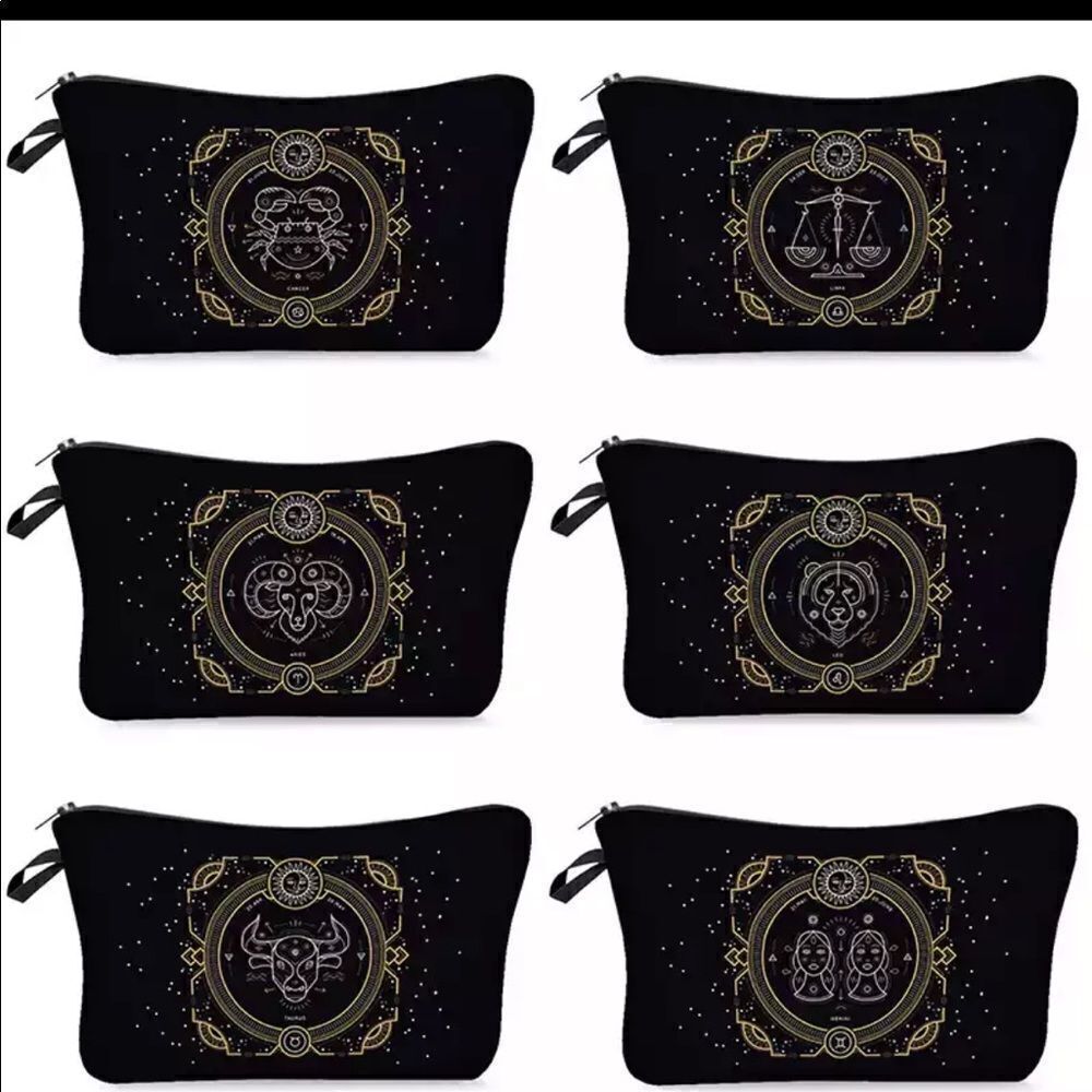 FUDEAM 12 Zodiac Print Pattern Women Waterproof Cosmetic Bag New 2 poly mailers
